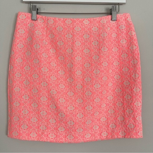 GAP Neon Pink Floral Pattern Jacquard Mini Skirt, Size 6 - Picture 1 of 11